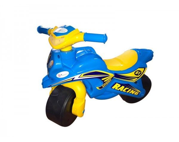 Дитячий беговел мотоцикл із широкими колесами Спорт жовто-блакитний 0138/10 фото