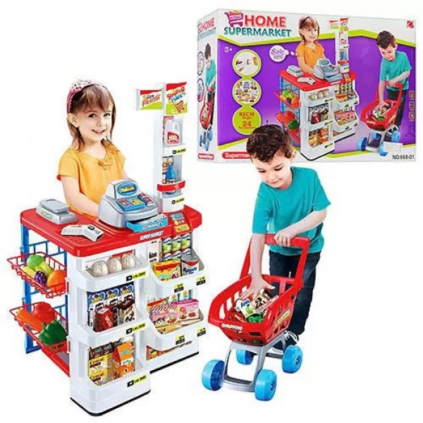 Ігровий набір магазин супермаркет з касою для дітей 668-01-03 (червоний) фото