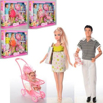 Кукла типа Барби беременная DEFA 8088 в комплекте коляска с ребёнком фото