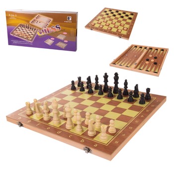 Настольная игра Шахматы 624A 3 в1, шахматы, шашки, нарды, 39*39*2 см фото
