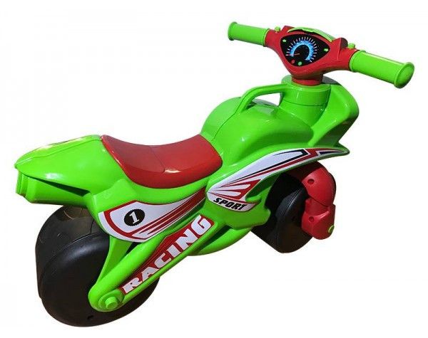 Дитячий беговел мотоцикл із широкими колесами зелено-червоний 0138/50 фото