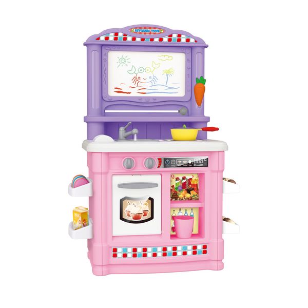 Игровой набор Кухня с водой, набором посуды и продуктов (Розовая) BL-101A фото