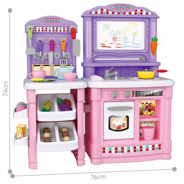 Игровой набор Кухня с водой, набором посуды и продуктов (Розовая) BL-101A фото