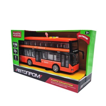 Ігрова модель Автобус двоповерховий 7953AB зі світлом та звуком (Помаранчевий) фото