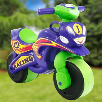 Детский беговел мотоцикл с широкими колесами Спорт фиолетово-зеленый 0138/60 фото