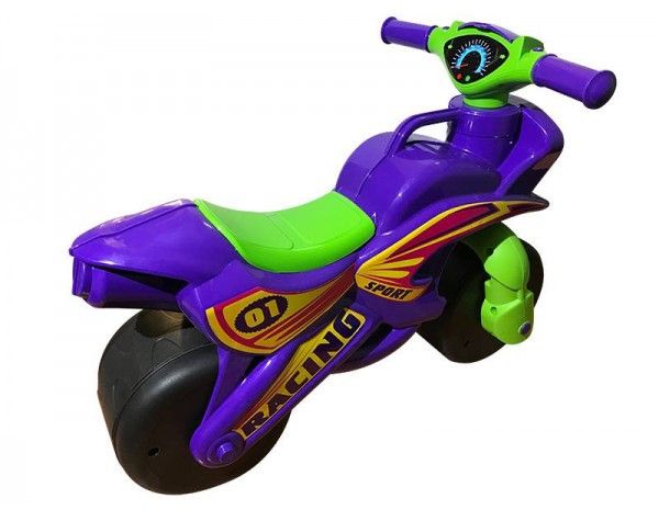 Дитячий беговел мотоцикл з широкими колесами Спорт фіолетово-зелений 0138/60 фото