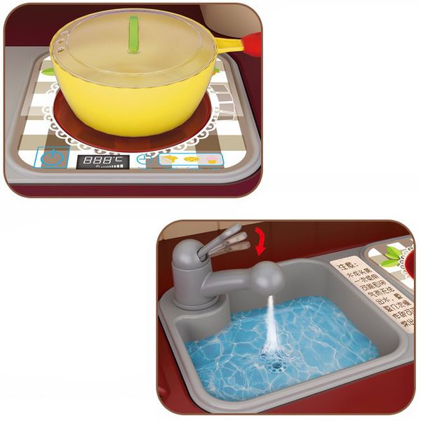 Игровой набор Кухня с водой, набором посуды и продуктов (Коричневая) BL-101B фото
