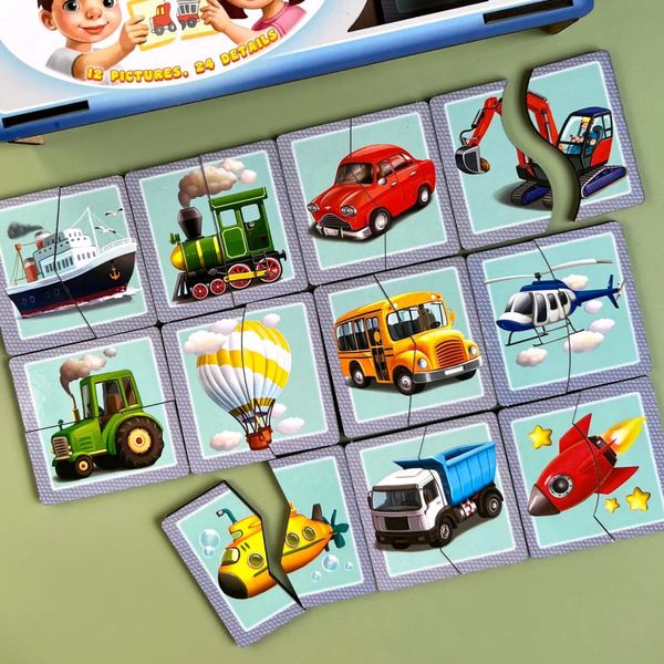 Настільна розвиваюча гра-пазл "Види транспорту" Ubumblebees (ПСФ073) PSF073, 12 картинок-половинок фото