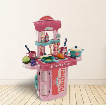 Детская игрушечная кухня в чемодане с посудой и продуктами 008-971A фото
