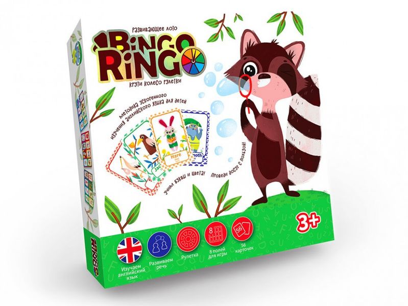 Настільна гра лото Bingo Ringo (Вчимо англійську), рус / англ, Danko Toys фото