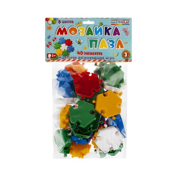Дитяча мозаїка-пазл №3 1-144, 40 деталей Ø60мм фото