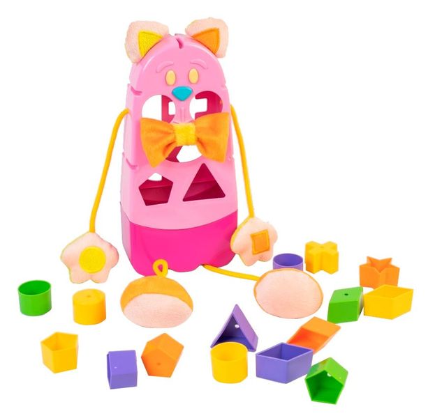 Игрушка развивающая сортер Котик 39290, 9 разноцветных фигурок (Розовый) фото