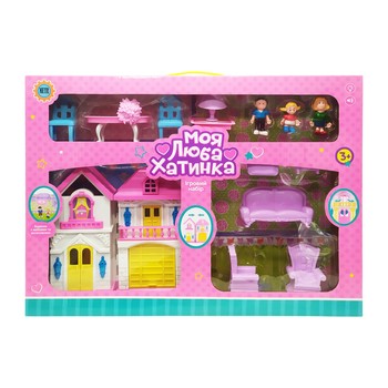 Ігровий набір Ляльковий будиночок Bambi WD-926-AB меблі та 3 фігурки (Фіолетовий) фото