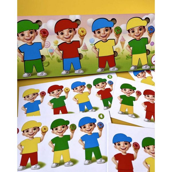 Дерев'яний пазл-сортер "Хлопчики з пончиками" Ubumblebees (ПСФ100) PSF100, 12 деталей та 12 карток фото