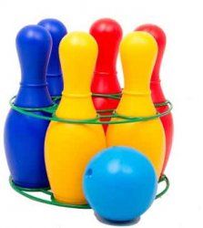 Ігровий набір для боулінгу Веселка 6, 6 кеглів, куля фото