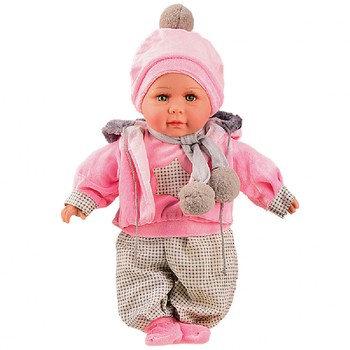 Пупс мягконабивной "Чудо малюк" PL-520-1601ABCD, 37 см (Розовая клеточка) фото