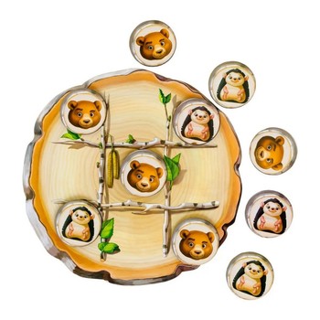 Дерев'яна настільна гра "Хрестики-нулики" Ubumblebees (ПСД159) PSD159 їжачок та ведмідь фото