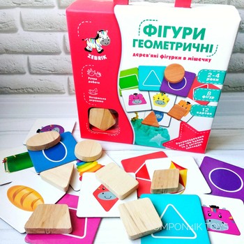 Розвиваюча гра Геометричні фігури (дерево), Vladi Toys фото