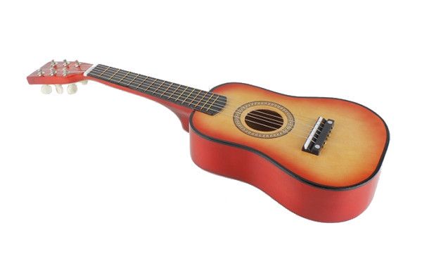 Іграшкова гітара з медіатором M 1369 дерев’яна (помаранчева) фото
