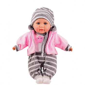 Пупс мягконабивной "Чудо малюк" PL-520-1601ABCD, 37 см (Розовая полоска) фото
