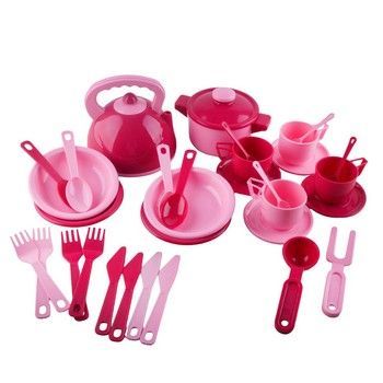 Детский игровой набор посуды 70637(Pink) розовый 32 предмета, паяный пакет фото