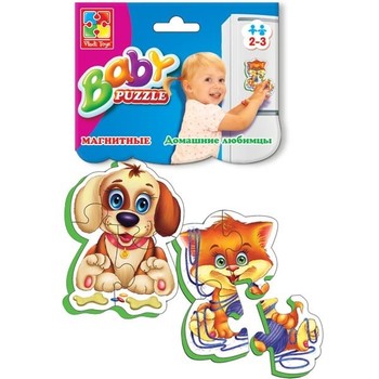Детские пазлы на магните «Домашние любимцы» Baby-Puzzle VT3208-02, 2 пазла, 9 деталей фото