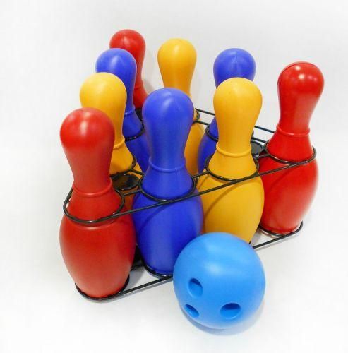 Игровой набор для боулинга Радуга 9, 9 кеглей, шар фото
