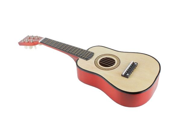 Іграшкова гітара з медіатором M 1369 дерев’яна (натуральна) фото