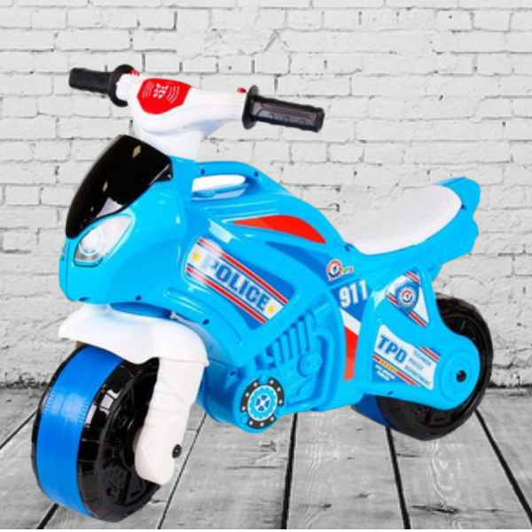 Каталка беговел Мотоцикл Поліція музичний 5781TXK ТехноК блакитний фото