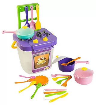 Игровой набор посуды "Ромашка" 39373 с плиткой (Фиолетовый) фото