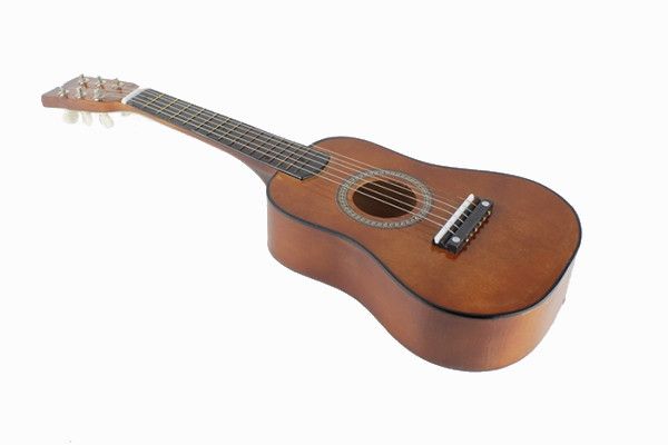Іграшкова гітара з медіатором M 1369 дерев’яна (коричнева) фото