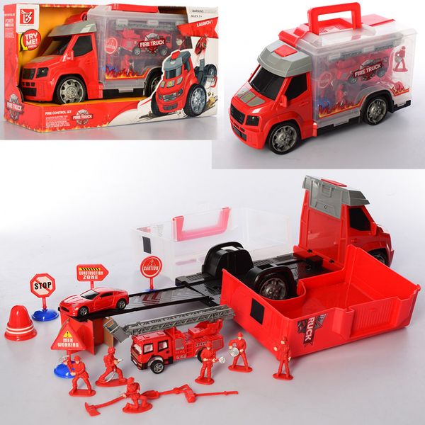 Детский игровой набор пожарника в машинке 289-6 машинка-чемоданчик инерционная фото