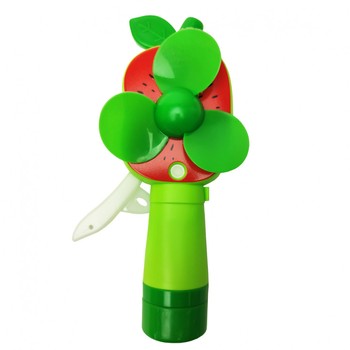 Детский Вентилятор ручной "Фрукты" MK 4546 брызгает водой 16 см (Зеленый) фото