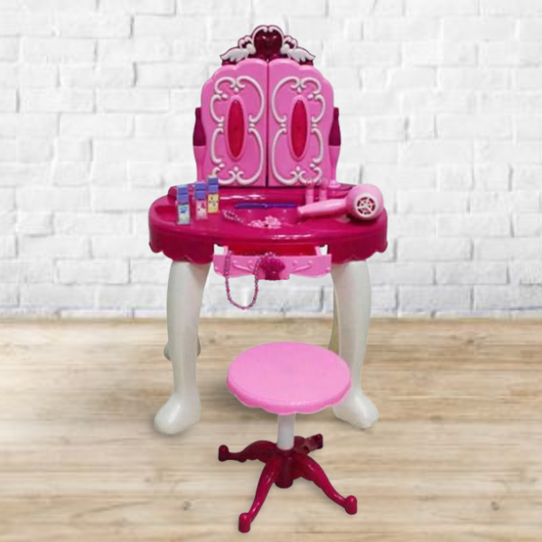 Дитячий ігровий салон краси трюмо зі стільцем та аксесуарами 008-19 фото
