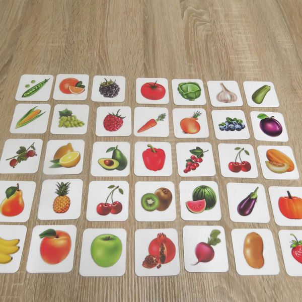 Дитяча настільна гра "Овочі та фрукти (Мемо)" 0659, 35 парних картинок фото