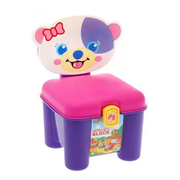 Детский конструктор для малышей (46 деталей) 3166A в чемодане-стульчике (Собачка фиолетовая) фото