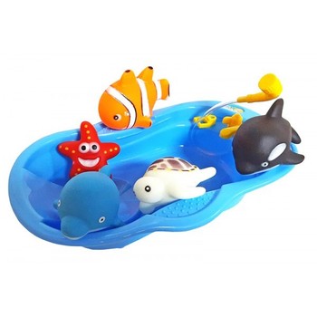 Игрушки для купания "Морской мир" с ванночной в пакете 605-4 фото