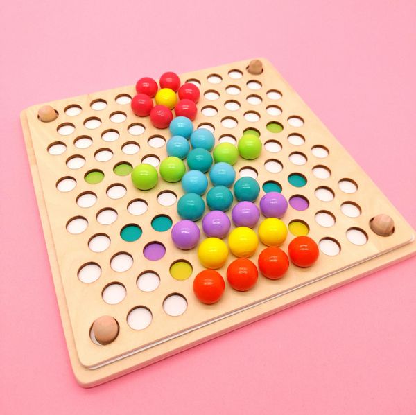 Многофункциональная деревянная игра мозаика сортер с шариками MD 2210 фото