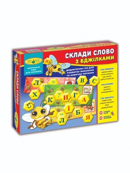 Детская настольная игра "Составь слово с пчелками" 82609 на укр. языке фото