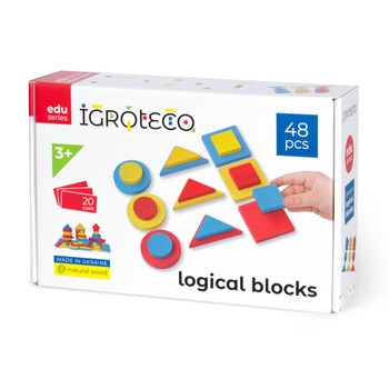 Навчальний набір "Логічні блоки Дьєнеша" Igroteco 900408, 48 деталей фото