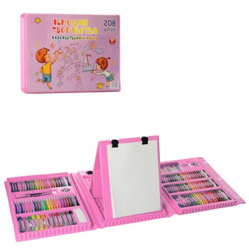 Дитячий творчий набір MK 4533 фломастери, олівці, фарби 41х30х6 см (Рожевий) фото