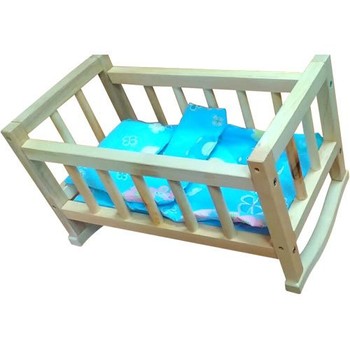 Кроватка для кукол с постельным бельем 00210 деревянная фото