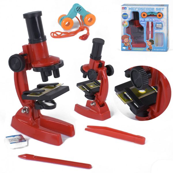 Микроскоп игрушечный 3103 А с аксессуарами (Красный) фото