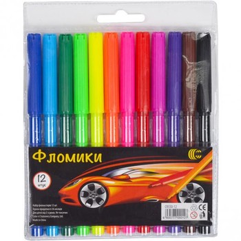 Дитячі ручки для фетру для малювання "Флоа" "С" 858-12, 12 кольорів фото