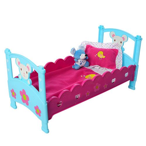 Кроватка для пупса M 3836-07 с постелью и аксессуарами фото