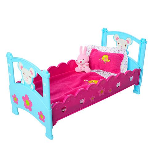 Кроватка для пупса M 3836-07 с постелью и аксессуарами фото