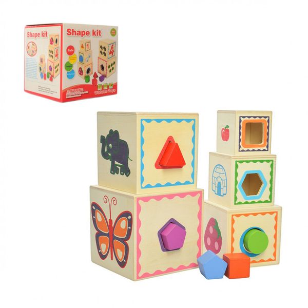 Дерев'яна іграшка Гра MD 2515 куб, піраміда, сортер фото