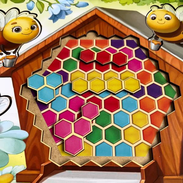 Дерев'яний пазл-вкладиш "Веселі бджілки" Ubumblebees (ПСД165) PSD165 сортер-тетріс фото