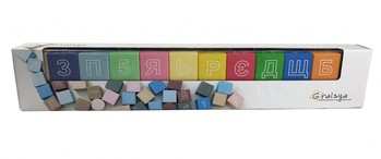 Розвиваючі кубики кольорові з буквами 11223 дерев'яні фото