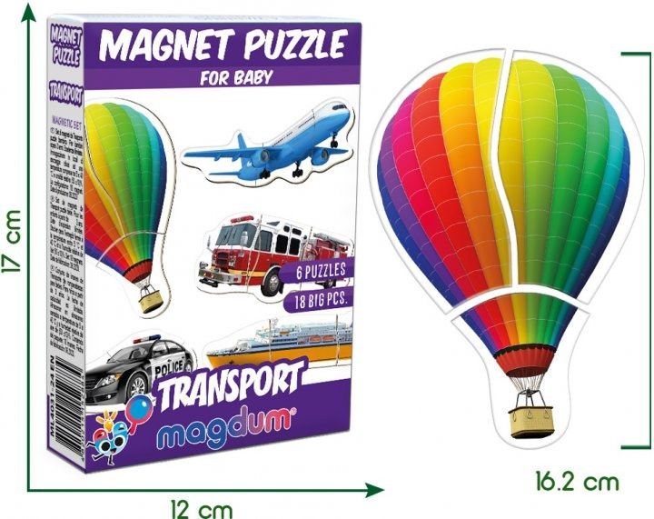 Набір магнітів Magdum Baby puzzle "Транспорт" ML4031-24 EN фото